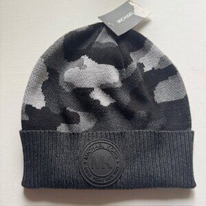 NEW Michael Kors Camouflage Woven Beanie Hat Grey